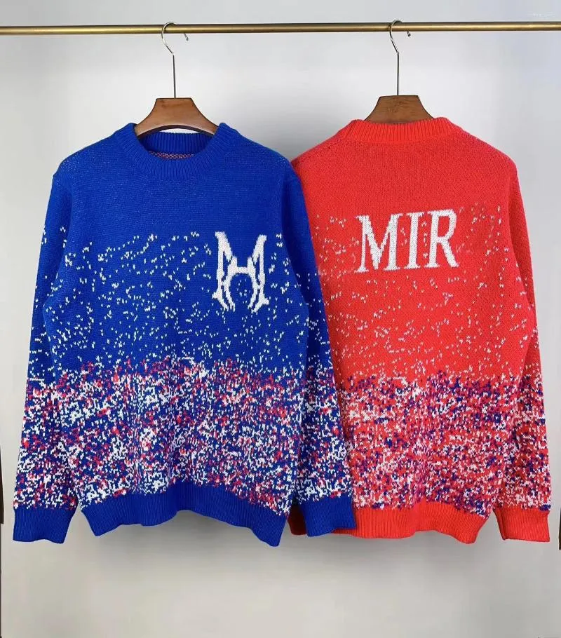 Men's Sweaters Round Neck Colorful Splash Ink Letter Printing Pattern Long Sleeve Pullover Sweater Knitted For Men