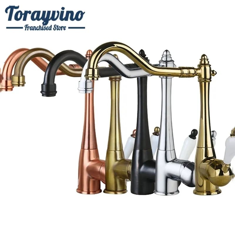 Rubinetti da cucina lavello cucine miscele di rubinetti ruscello antico cromo cromo orb oro finitura in oro rubinetto mazzo di rubinetto montato per rubinetto a freddo mixer 230822 230822