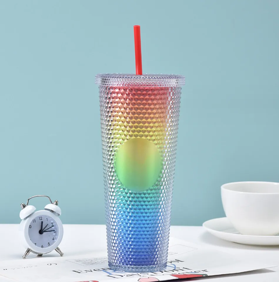 4oz 750ml glass coffee mug with double-layer plastic straw and lid,  includes tray accessory from Dhgate Mugs - price 4.98