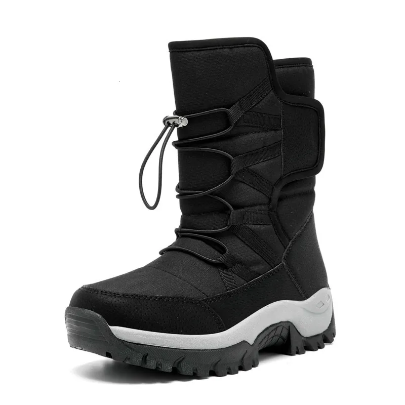 Безопасные обувь зимние ботинки Женщины снежные модные черные сапоги с лодыжкой водонепроницаем