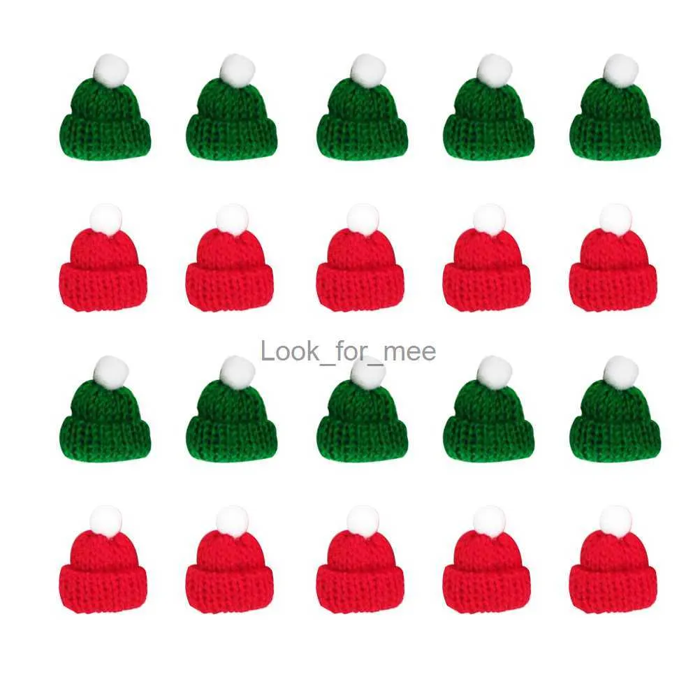Mini julhattar Santa Ornaments Bottletree Hat Crafts Tiny For Cover Covers Sticking Stick Doll Claus Embelling HKD230823