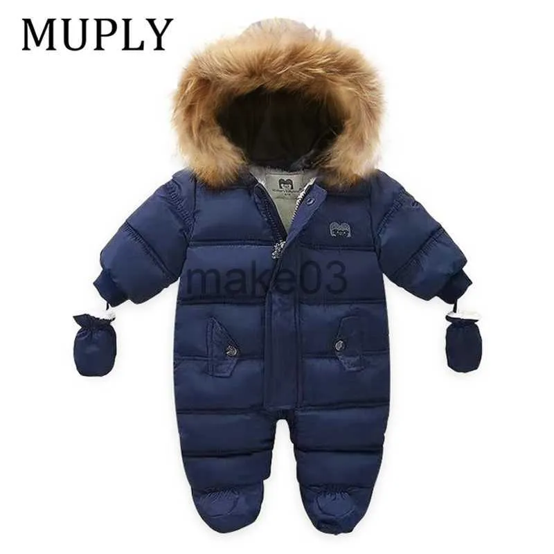 Down Coat Newborn Baby Super Keep Warme Winter Clothes Toddler Jumpsuit Huva inuti Fleece Girl Boy Clothing Overaller Ytterkläder J230823