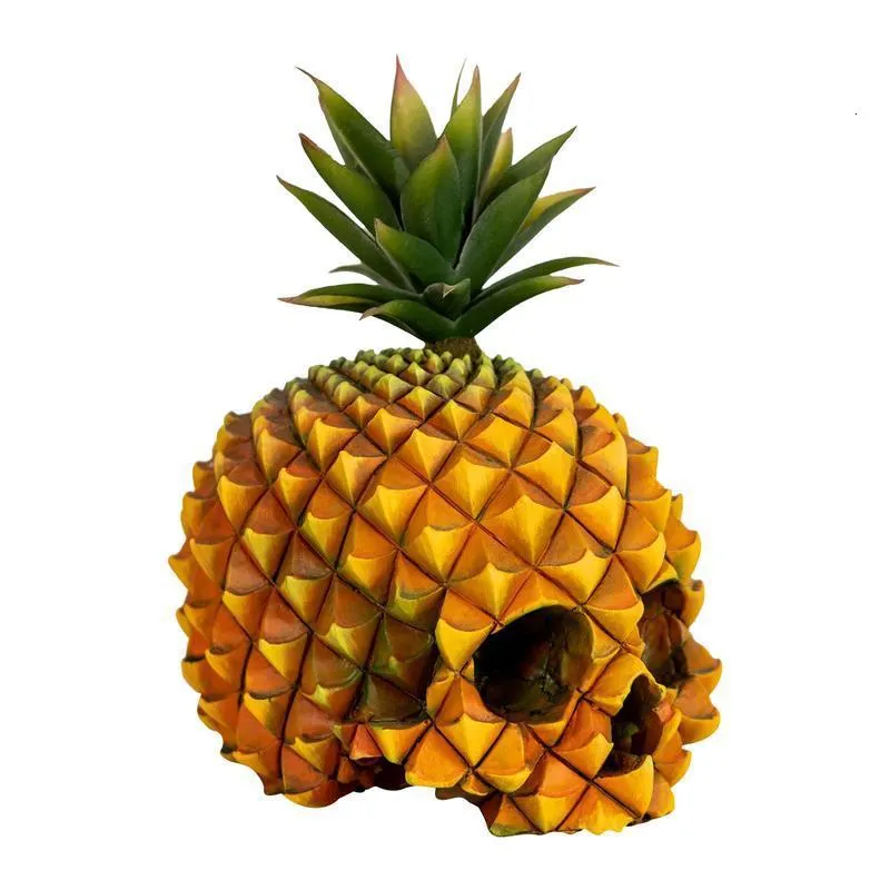 Decorative Objects Figurines Skull Decor Resin Pineapple Storage Creative Humor Skeletor Ornament For Home Bedroom Desktop Decoration 230822