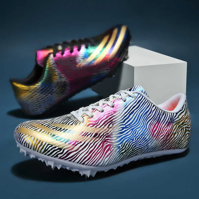 Neue Leichtathletik -Sportschuhe Frauen Herren Spike Schuhe Professionelle Sporttraining Sneaker Jugend Rennschuhe Regenbogenfarbe