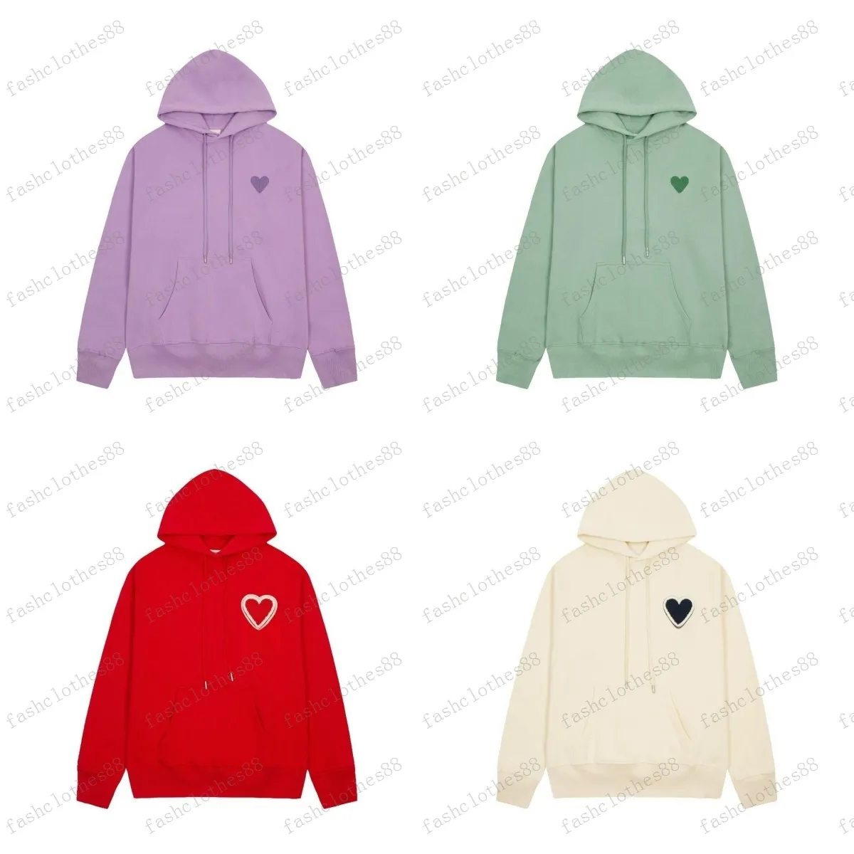 Erkek Hoodie ve Kadın Tasarımcısı Hoodie Yüksek Kaliteli Kazak İşlemeli Kırmızı Kalp Sonbahar/Kış Yuvarlak Boyun Külot Çift Sweatshirt