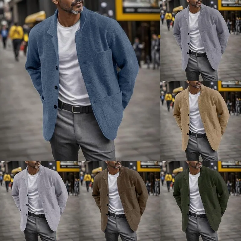 Herrenjacken Herren Gentlemen Daily Fashion Jacket Herbst Solid Farbe Lose lässige Single Breaced Coat Version Cardigan Tops