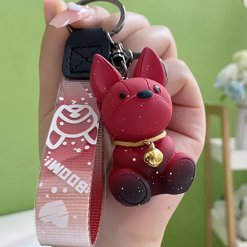 French Bulldog Puppy Keychain With Crystal Pendant Fashionable