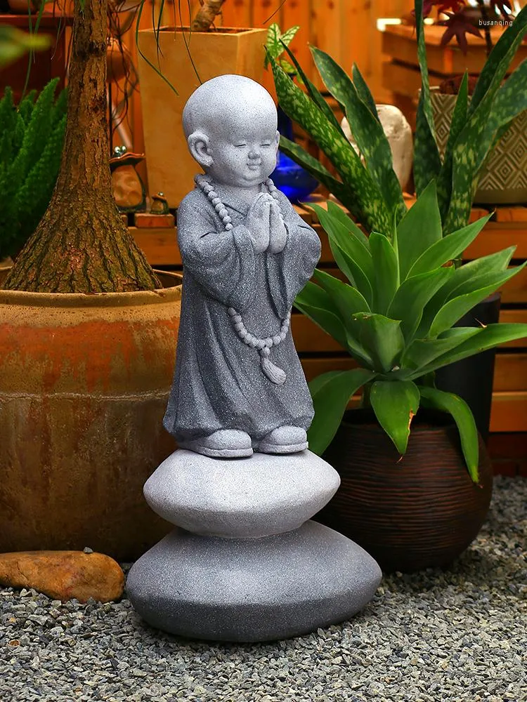 Estatuilla De Buda De Piedra Para Jardín - Adorno Exterior, 22x15 Cm, Resistente A Las Heladas