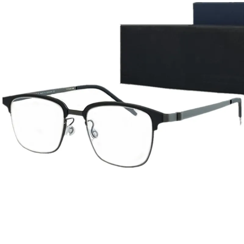 Beknopte vierkante wenkbrauwontwerp Men Glazen frame lichtgewicht titanium fullrim50-19-145 voor bril op recept bril bril zonder schroef elastische scharnier835 fullset case