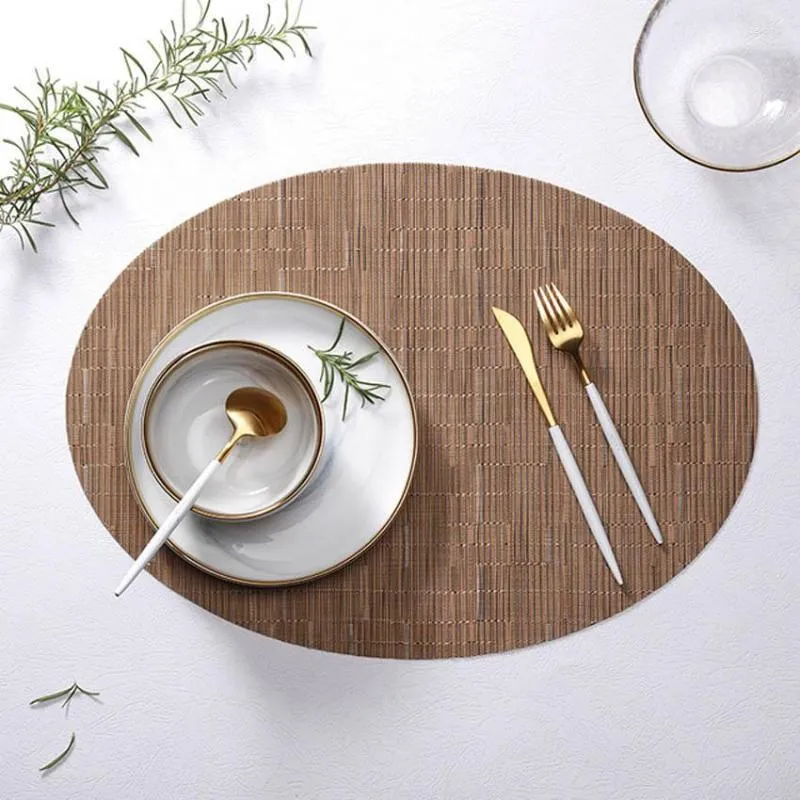 Stół bambusowy obraz ziarna Pliki Owalne Mat Cup Bat Akcesoria kuchenne Pvc Adiabatic można umyć pad miski do kawy
