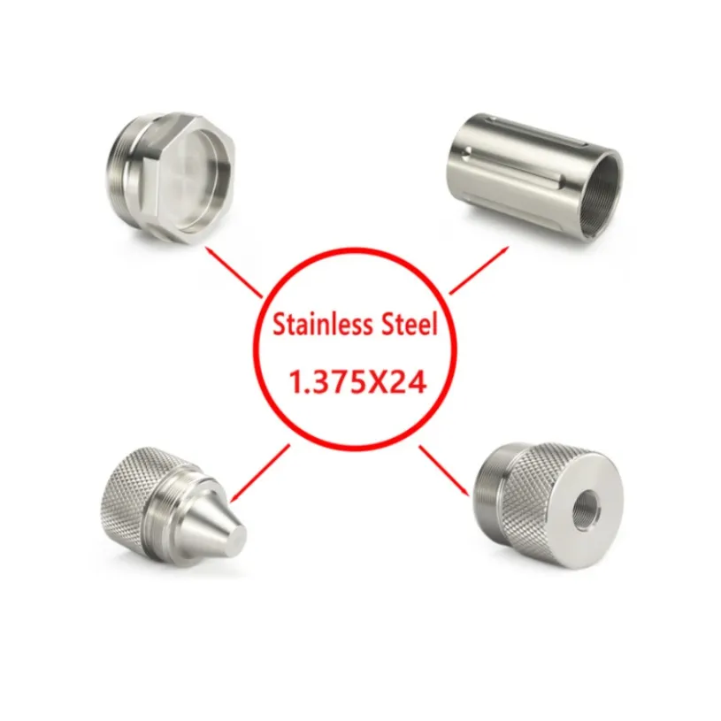 304 Stainless Steel Replacement Parts 1/2x28 5/8x24 End Cap Extention Tube Baffle Extra Cone Cups Cap 1.375x24 TPI for Modular Kit