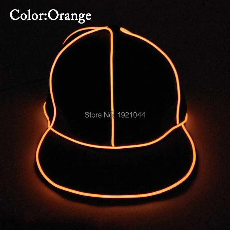 Hip Hop Glowing Cap EL Wire Clignotant Party Hat Dance DJ Props Nuit Casquette fluorescente pour les fournitures de fête d'anniversaire HKD230823