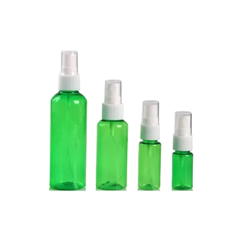 PET Green Plastic Perfume Atomizer Bottles White Press Spray Pump Clear Cover Refillable Bottle Cosmetic Packaging Containers 10ml 15ml 20ml 30ml 50ml 60ml 100ml