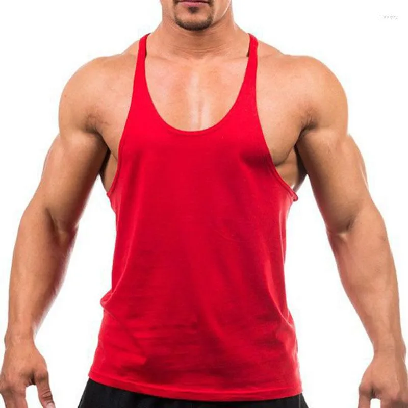 Men's Tank Tops Mens Solid Color Sleeveless Fitness Bodybuilding Workout Gym Sportwear Muscle Vest Clothing