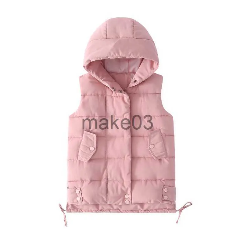 Down Coat fashion Hooded Warm Vest for Kids Girls Autumn Winter Children Thicken Down Jackets Sleeveless Wadded Waistcoat for Teenagers J230823