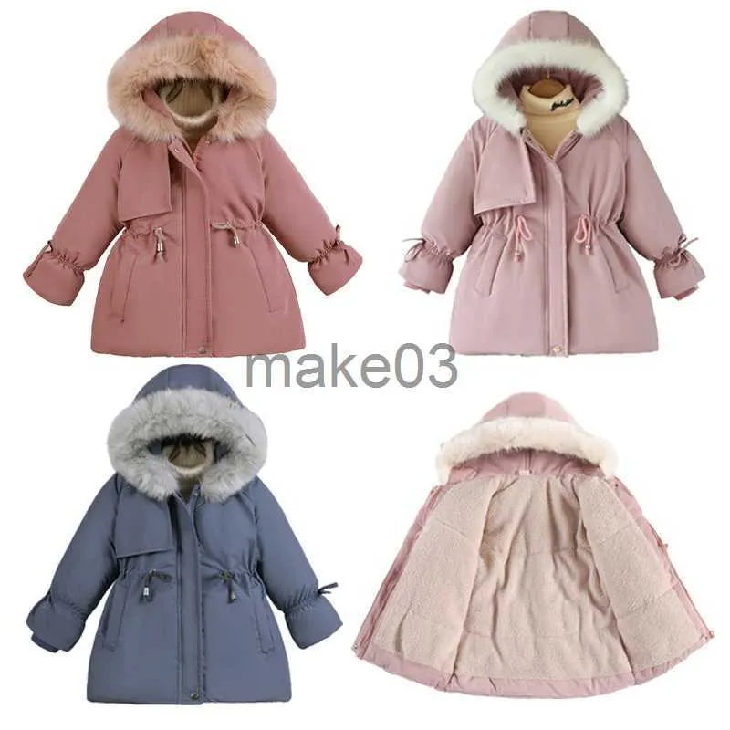 Down Coat Girls Jackets 28 Years 2023 Winter Children Thickened Down Warm Outerwear Kids Hooded Fur Collar Jacket Boys Girl Party Coats J230823