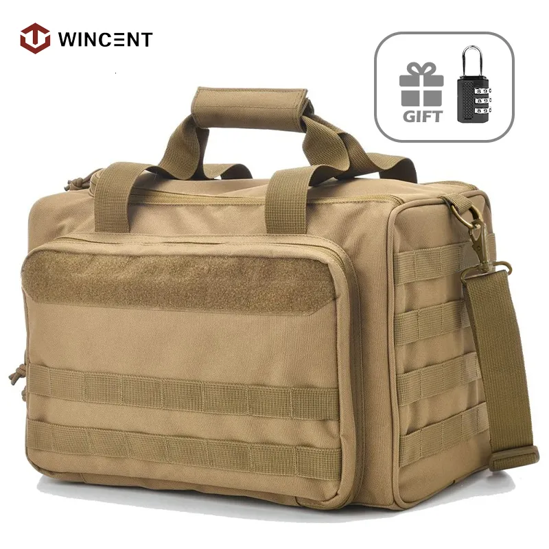 Backpacking Packs Tactical Range Bag Molle System 600D Waterproof Gun Shooting Pistol Storage Pack Khaki Hunt Accessories Tools Sling 230822