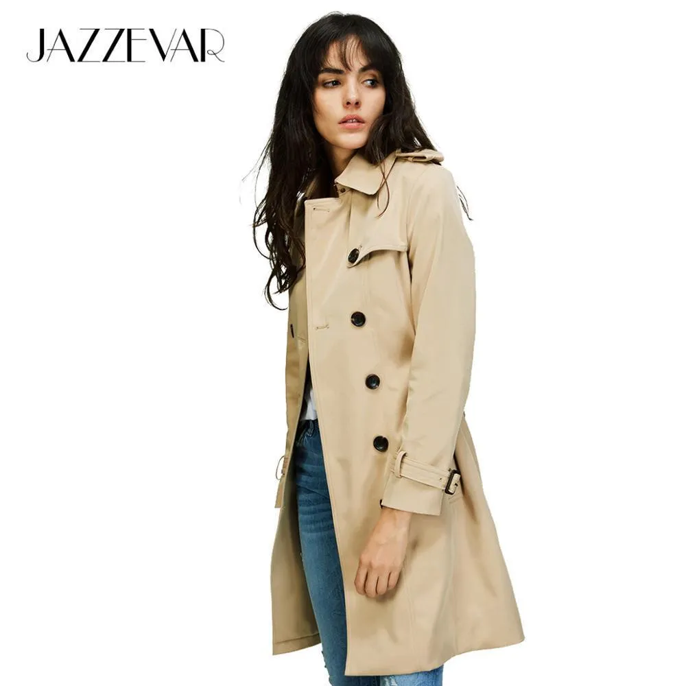 Women S Suits Blazers Jazzevar 2023 Spring High Fashion Brand Woman Classic Double Breasted Trench Coat Waterdichte regenjas Business Outerwear 230822