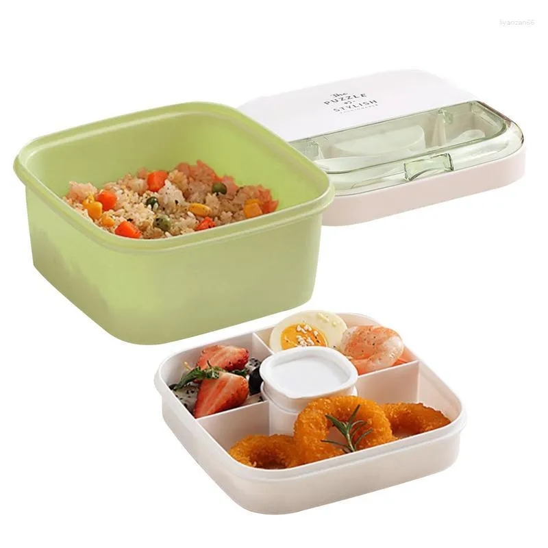 Geschirrsets Bento Lunch Box 2 Schichten Mehrkompartiment Snacksalat tragbare Behälter für Erwachsene