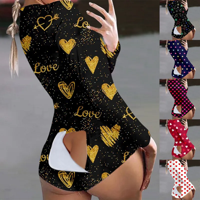 Kadın Tulumlar Kısa Pijama Düğmesi Flep Sexy Onesie Yetişkinler için Seksi Onesie artı Beden Partisi Kulübü Kadın Mujer 221113