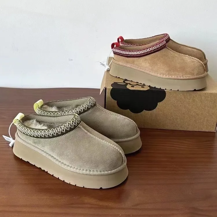 2023 Tasman Cali Wave Sport Slipper Hommes Femmes Grande Taille 36-46 Tazz Slides Australian Mini Boot Slipper Fur Slides Classic Platform Boots Daim Laine Bottes de laine d'hiver