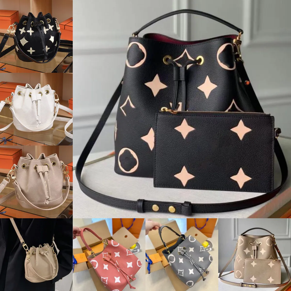 10A Designer bag Women NEONOE Bucket bags Luxury Shoulder bags embossing Handbag Purse Crossbody Bag Handbags Tote bag high quality hot Drawstring