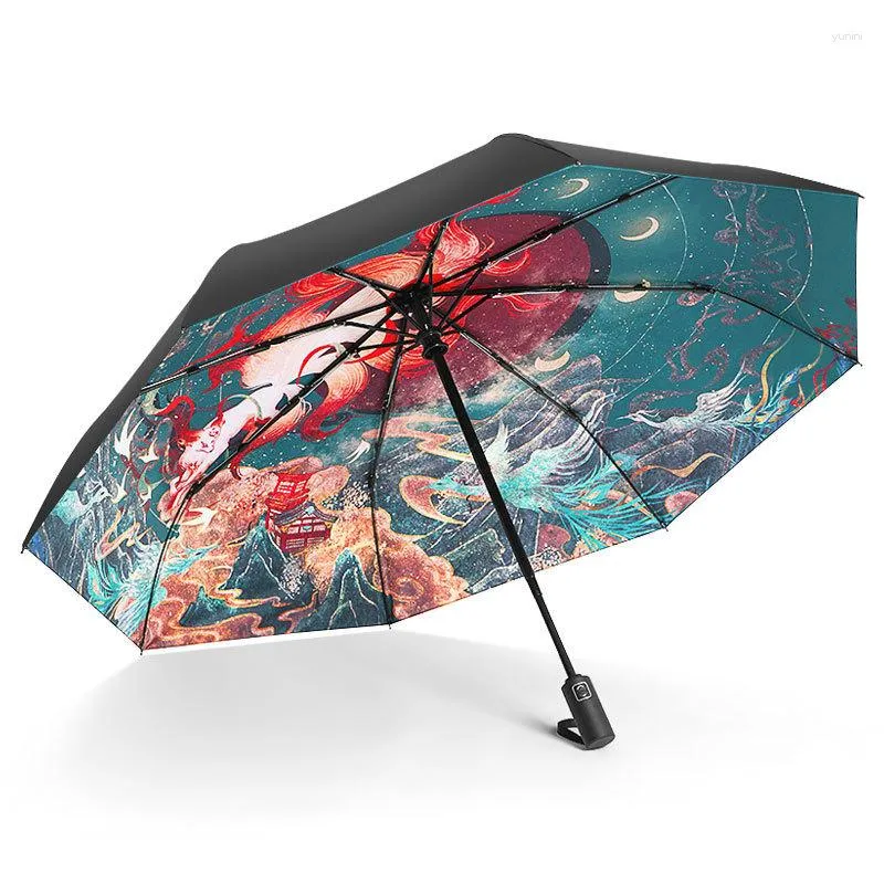 Umbrellas Fully Automatic Umbrella UV Double Beach Wind Large Female High Value Sunscreen Rain And Sun