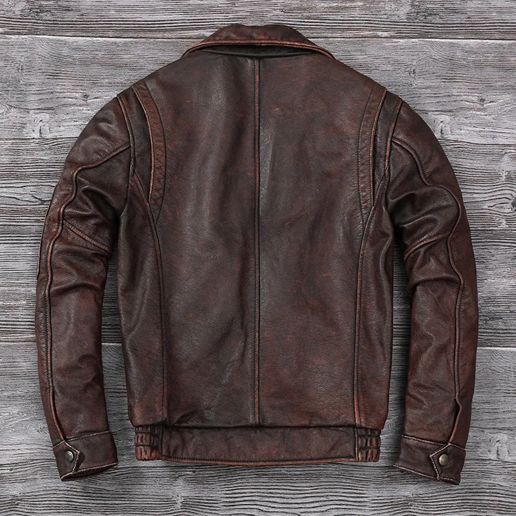 ジャケット・アウター C.E flight jacket brown Mens Distressed Leather Jacket - Vintage Air Force Flight