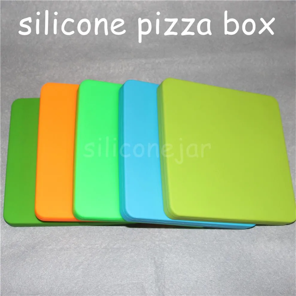 pizza box design Tobacco Smoking Storage case Tray silicone 200ml large capacity wax container smoking tool square dab pizza conta266U
