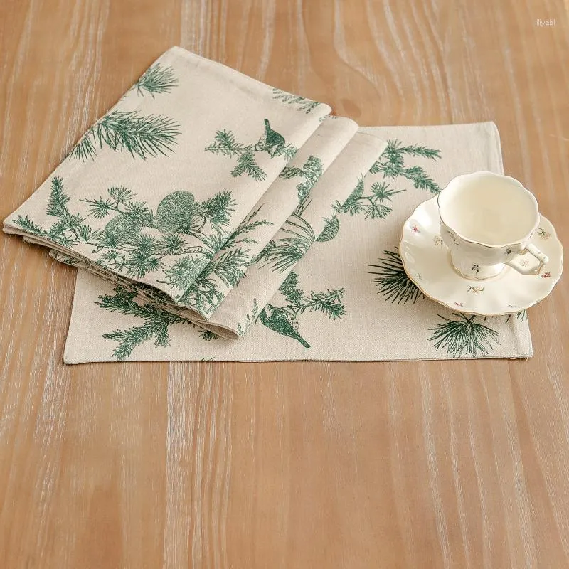 Table Mats Flower Kitchen Dining Mat Leaves Plant Cotton Linen Placemat Bowl Cup Colorful Floral Coffee Green Leaf Dinner
