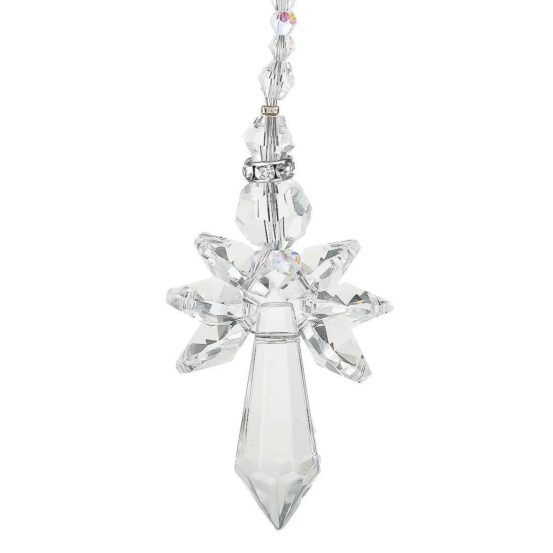 Trädgårdsdekorationer H D Hanging Clear Crystal Prisms Guardian Angel Pendant Holiday Christmas Tree Ornament Suncatcher Wedding Souvenir 230822