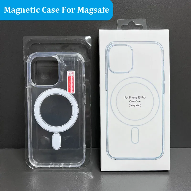 مغناطيسي واضح لـ Magsafe Wireless Charger Case Cover Acrylic Shockproof For iPhone 15 14 Plus 13 12 11 Pro Max XR XS 8 7 Plus Retail Package