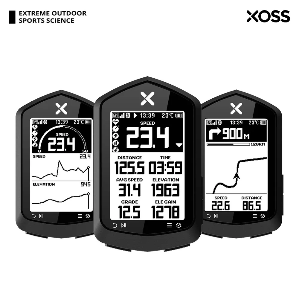 Велосипедные компьютеры Xoss Nav Computer Wireless Cycling GPS Speedometer Map Навигация водонепроницаемые Bluetooth Ant Speed ​​Speed ​​24 'HD -экран 230823