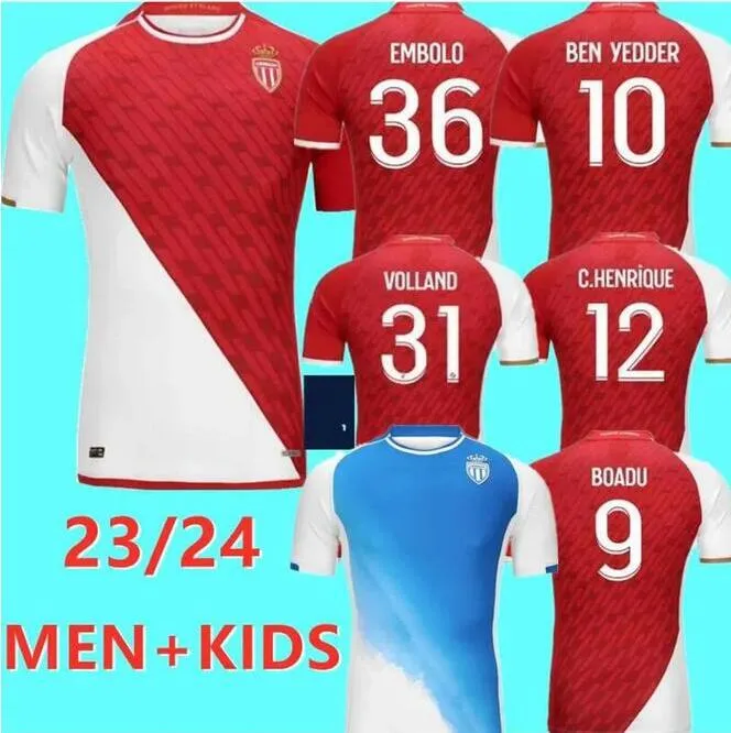 23 24 als Monaco voetbaltruien Ben Yedder 2023 2024 Boadu Golovin Minamino Fofana voetbalhirt Gelson.m Camara Disasi Jean Lucas Ben Seghir Mens Jersey Kids Kit