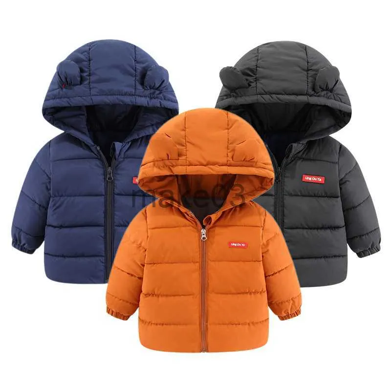 Manteau en duvet 2022 hiver solide enfants doudoune pour garçons épais manteau d'extérieur à capuche automne bébé enfants vêtements rembourrés de coton 16 ans J230823