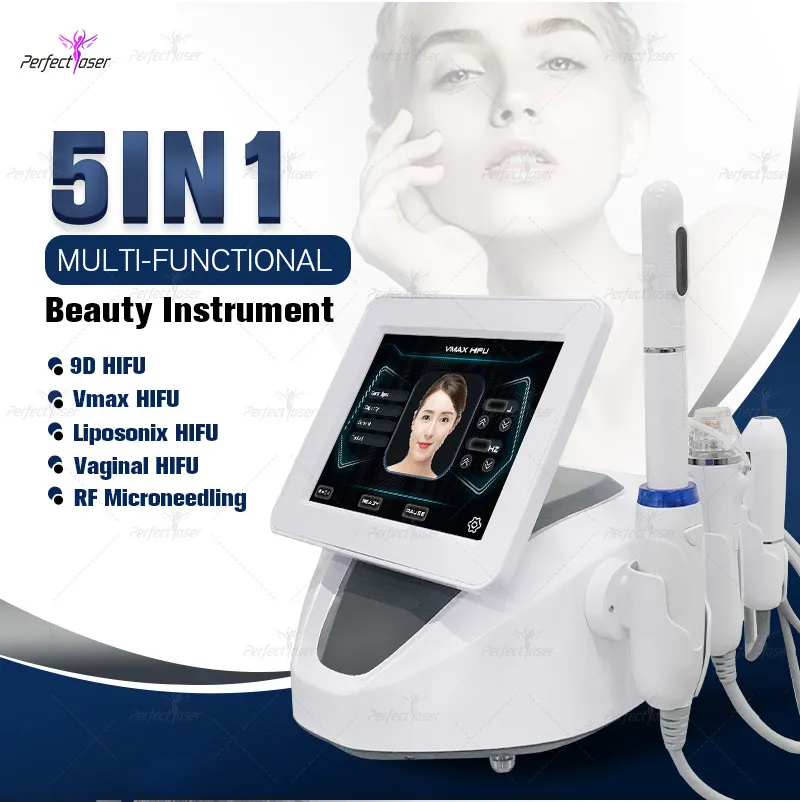 5 IN 1 Ultrasound Ultherapy 9D Hifu Ultrasound Facelift Vaginal Tightening Machine Liposonix Fractional RF Microneedle Slimming Skin Rejuvenation