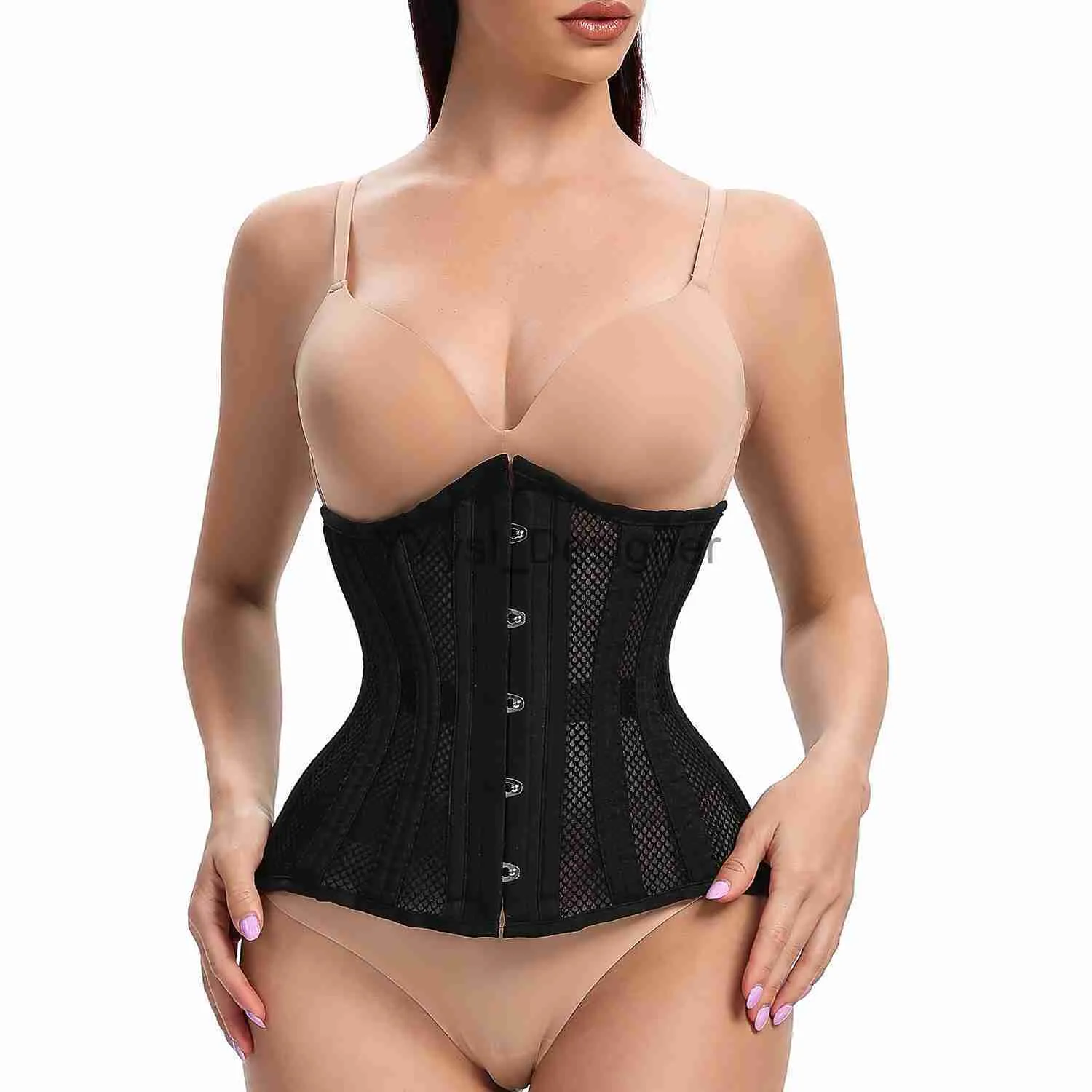 Gothic Hourglass Black Corset With Straps With Steel Bone Waist