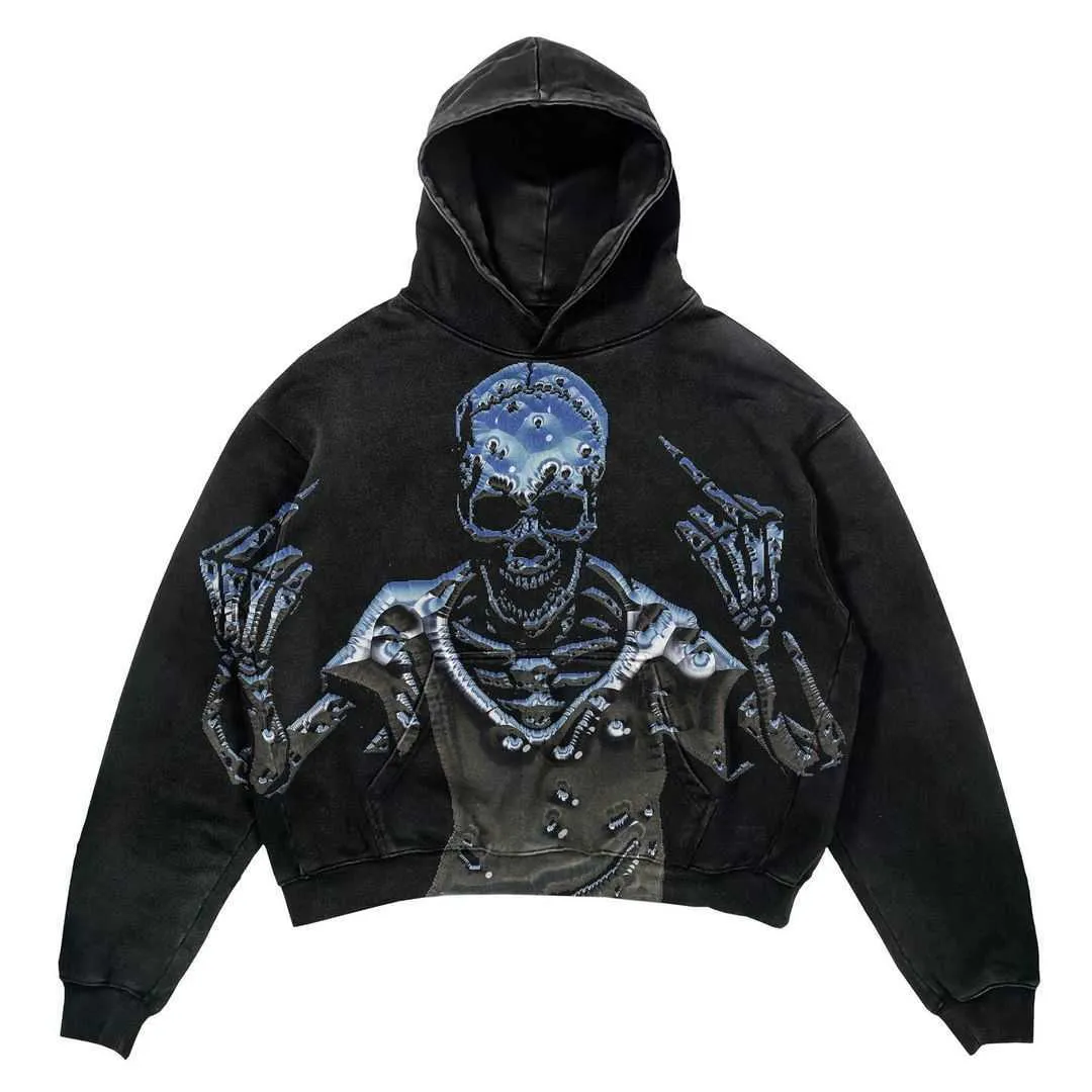 Men's Hoodies Sweatshirts Y2k Grunge Fashion Oversized HoodieHip HopHarajukuRetro Long Sleeve HoodieGoic Punk Personality Graphic Streetwear L0823