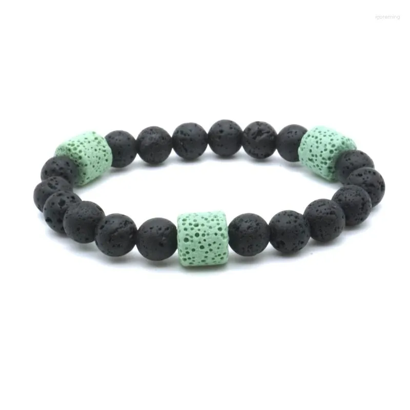 Fios de cilindros cromáticos lava lava contas tibetano buda bracelets masculino de joias de joias de ioga gota de ioga