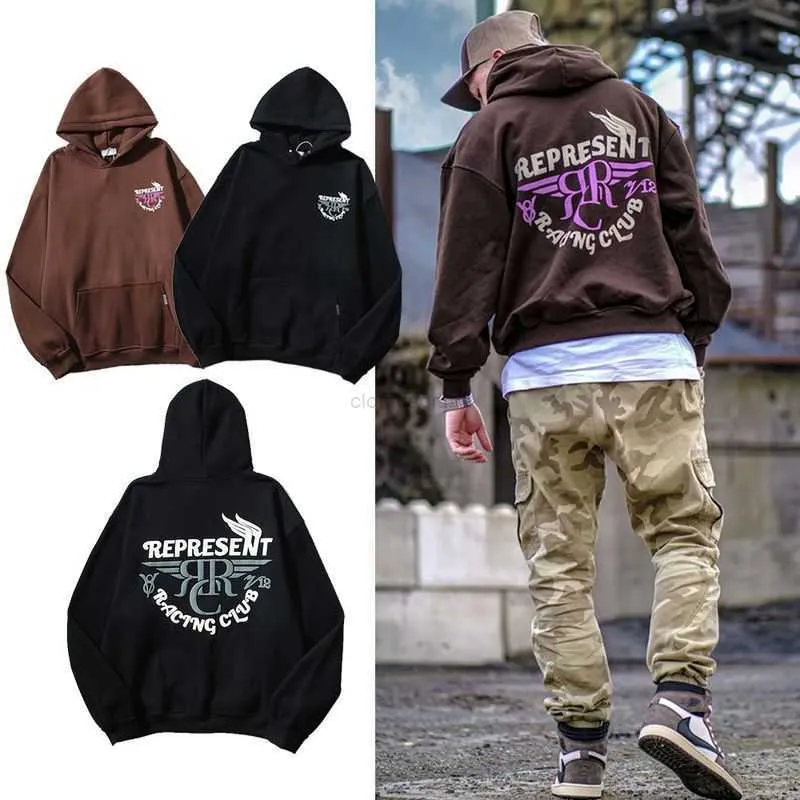 Sweatshirts Mens Designer Hoodies Fashion Streetwear High Street Power by Represent 3D Foam Print Hoodie Men's and Women's Loose Ins Hoodie