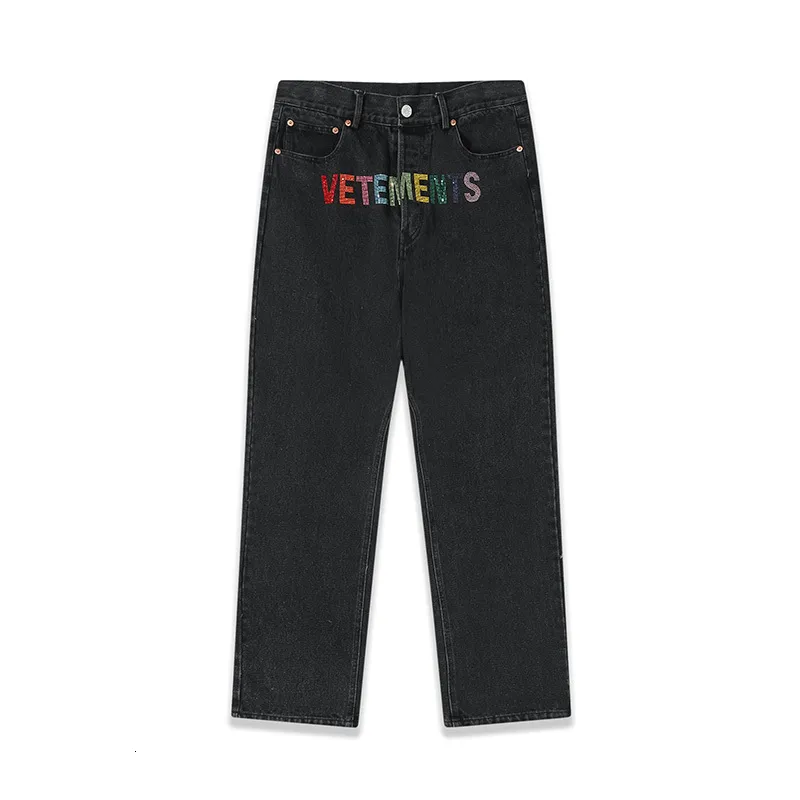 Embroidered Lettered Straight Leg Jeans: Premium Quality Designer Denim for  Men and Women