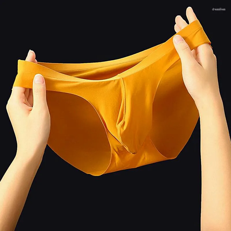 Mens Quick Drying Ice Silk Seamless Underwear With Convex Pouch
