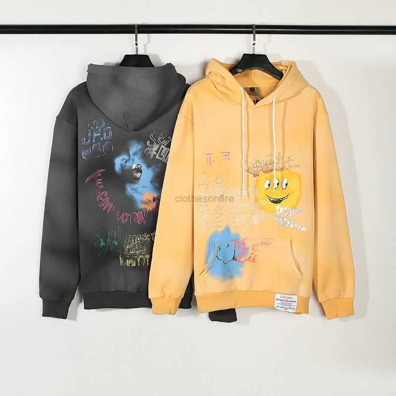 Sweatshirts Hommes Designer Sweats à capuche Mode Streetwear Liu Xianhua Même Saint Inflexible Visage Souriant Fait de Vieille Boue Imprimer Sweat À Capuche Graffiti Sweat À Capuche