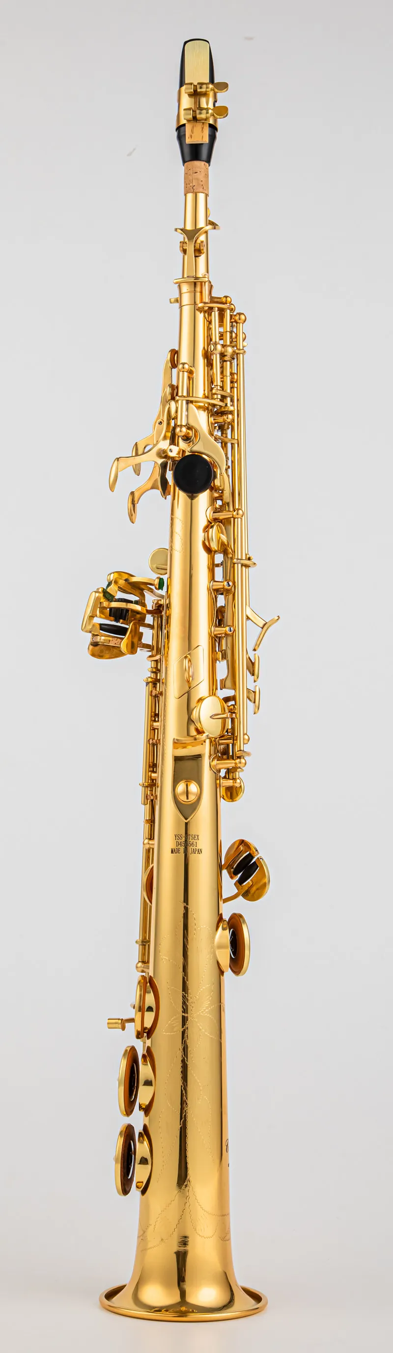 Saxophone Soprano droit en laiton 875, fabriqué au japon, Saxophone plat Bb B, Instrument à vent en bois, coque naturelle, motif sculpté de clé