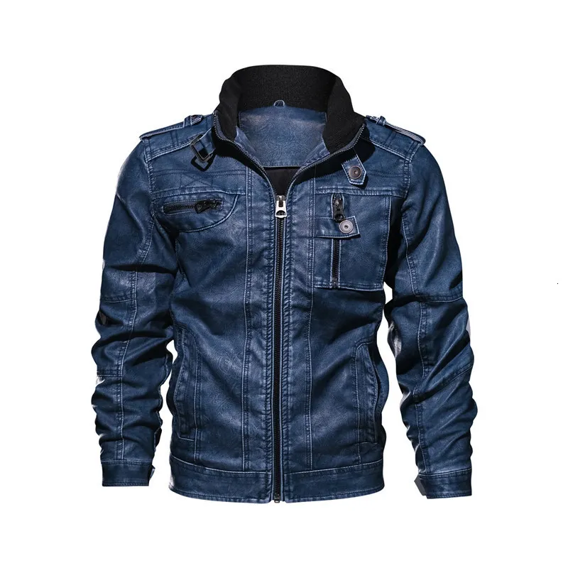 Heren Trench Coats Winter heren honkbal leren jas Autumn Winddicht lederen lagen Causale motorfiets Vintage PU lederen jassen 230822