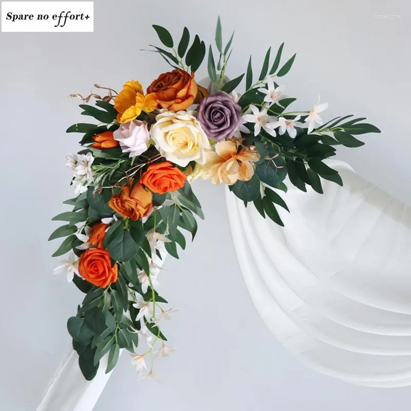 Party -Dekoration 2PCS Hochzeit Willkommenszeichen Blumen Gefälschte künstliche Blumenprops Ehe Bogen Dekor Hängende Girlandenfenster Display