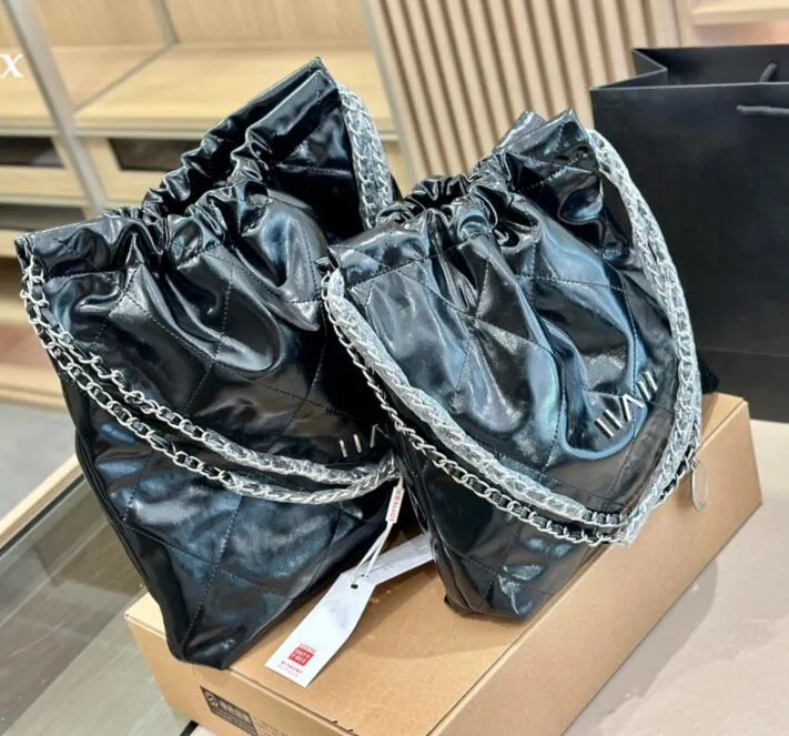 Designer Leather Tote Bag With Silver Chain Large Grand Seasalt Bags