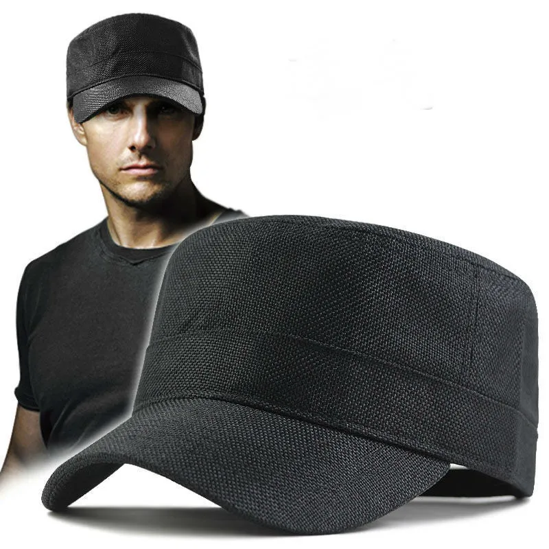 Berets Summer Cool dunne faux linnen platte top zon hoed mannen grote size leger militaire cap 5660 cm 6066cm 230822