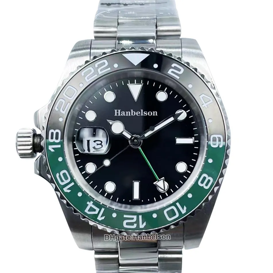Left-Handed Men watches Automatic Movement black green Ceramic Bezel sapphire glass luminous stainless steel strap Wristwatches233T