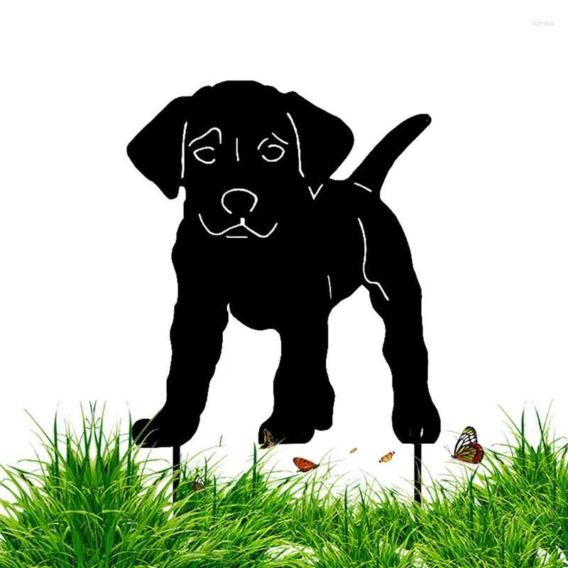 Décorations de jardin Black Dog Silhouette Décor Pelouse Yard Stakes Portable Acrylique en forme d'animal pour